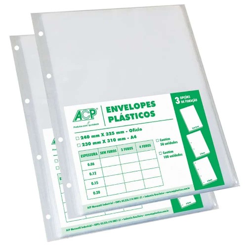 envelope plastico 4 furos